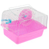 Hamster Cage Transport Box with Running Wheel Water Bottle Dish Pink