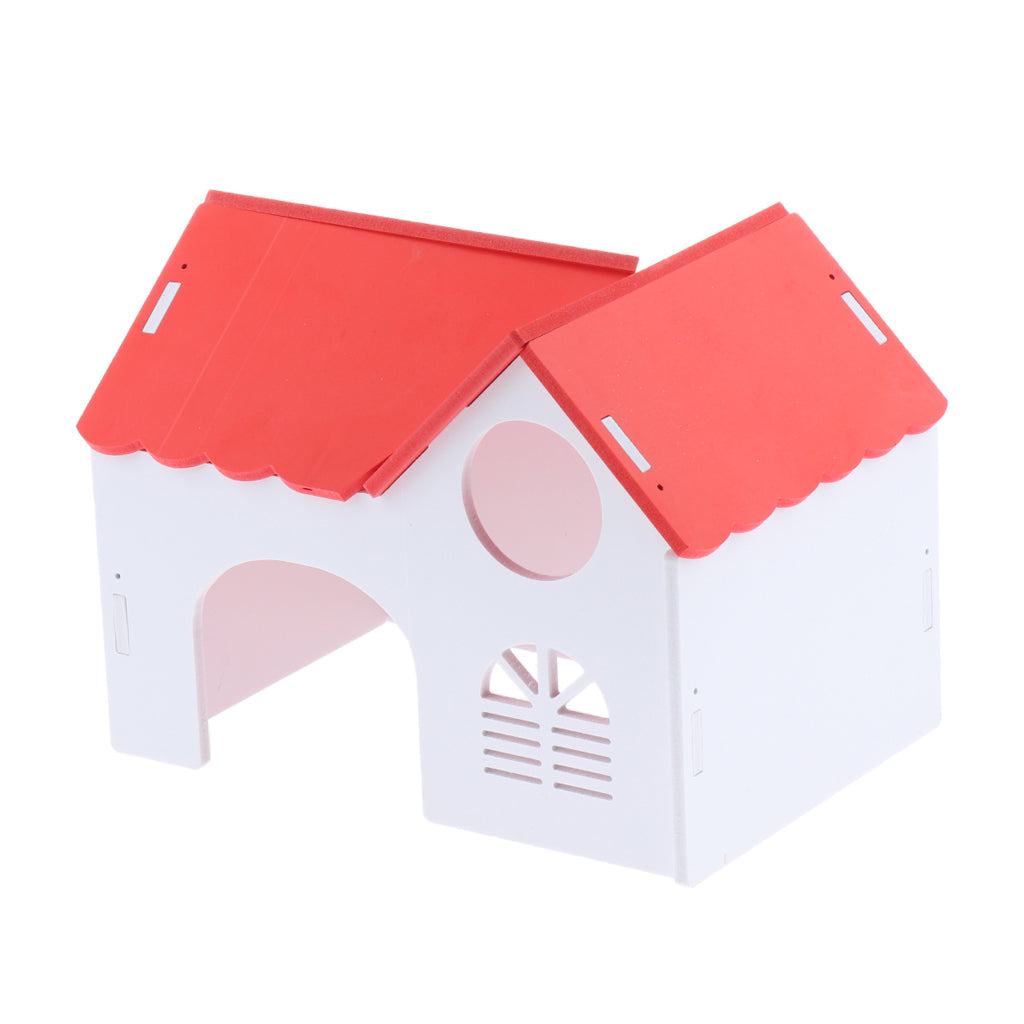 1 Pc Hamster Hedgehog Guinea Pig Wooden Villa Small Animals Wood House Red