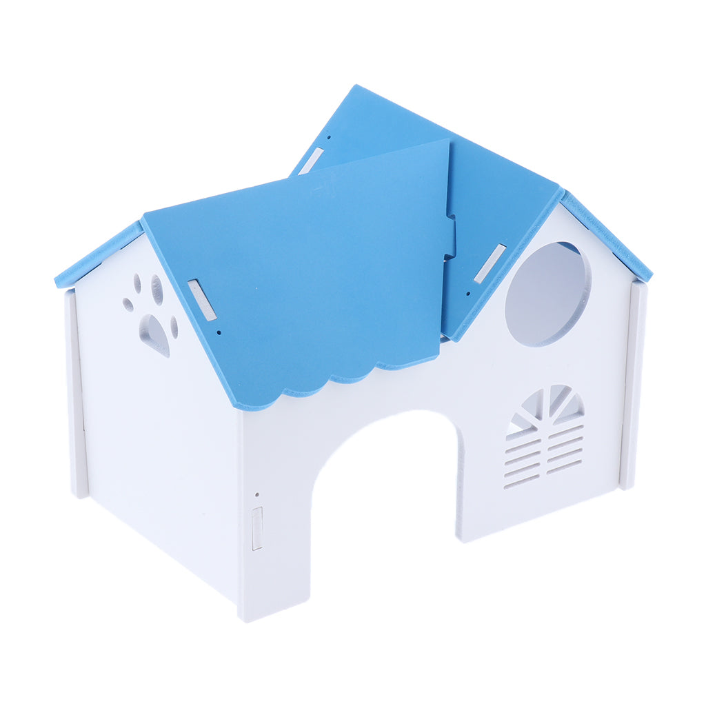 1 Pc Hamster Hedgehog Guinea Pig Wooden Villa Small Animals Wood House Blue