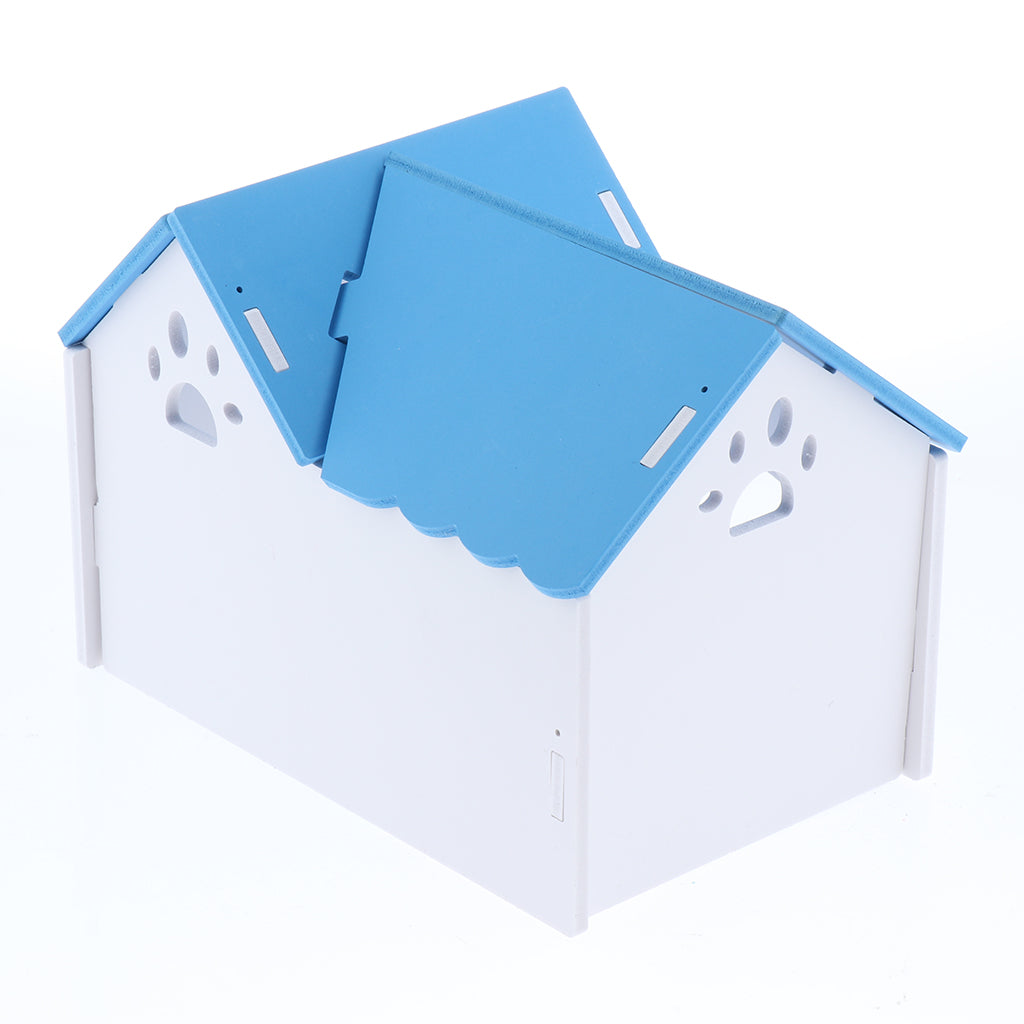 1 Pc Hamster Hedgehog Guinea Pig Wooden Villa Small Animals Wood House Blue