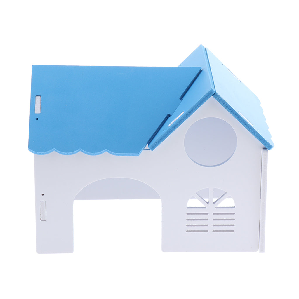 1 Pc Hamster Hedgehog Guinea Pig Wooden Villa Small Animals Wood House Blue