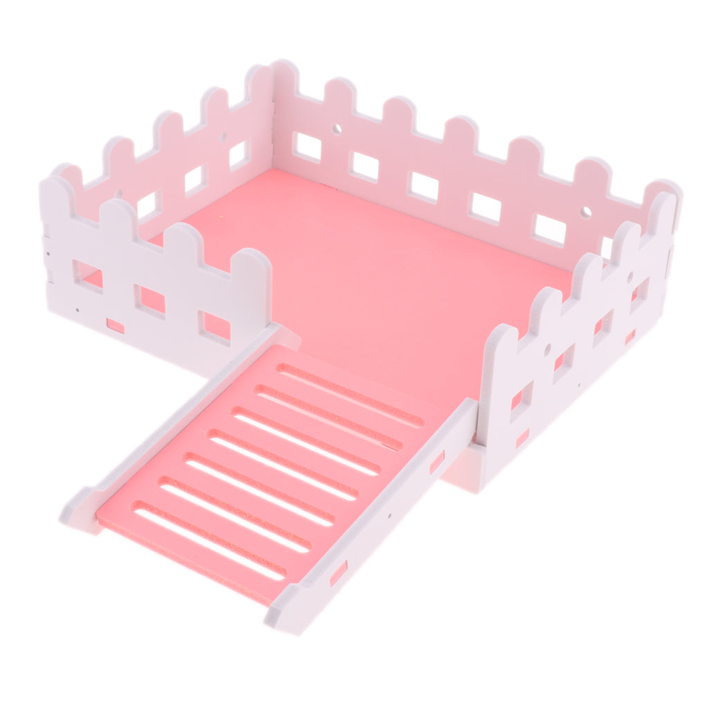 1 Pc Small Pet Hamster Hedgehog Parrot Wooden Ladder Platform Fence Pink