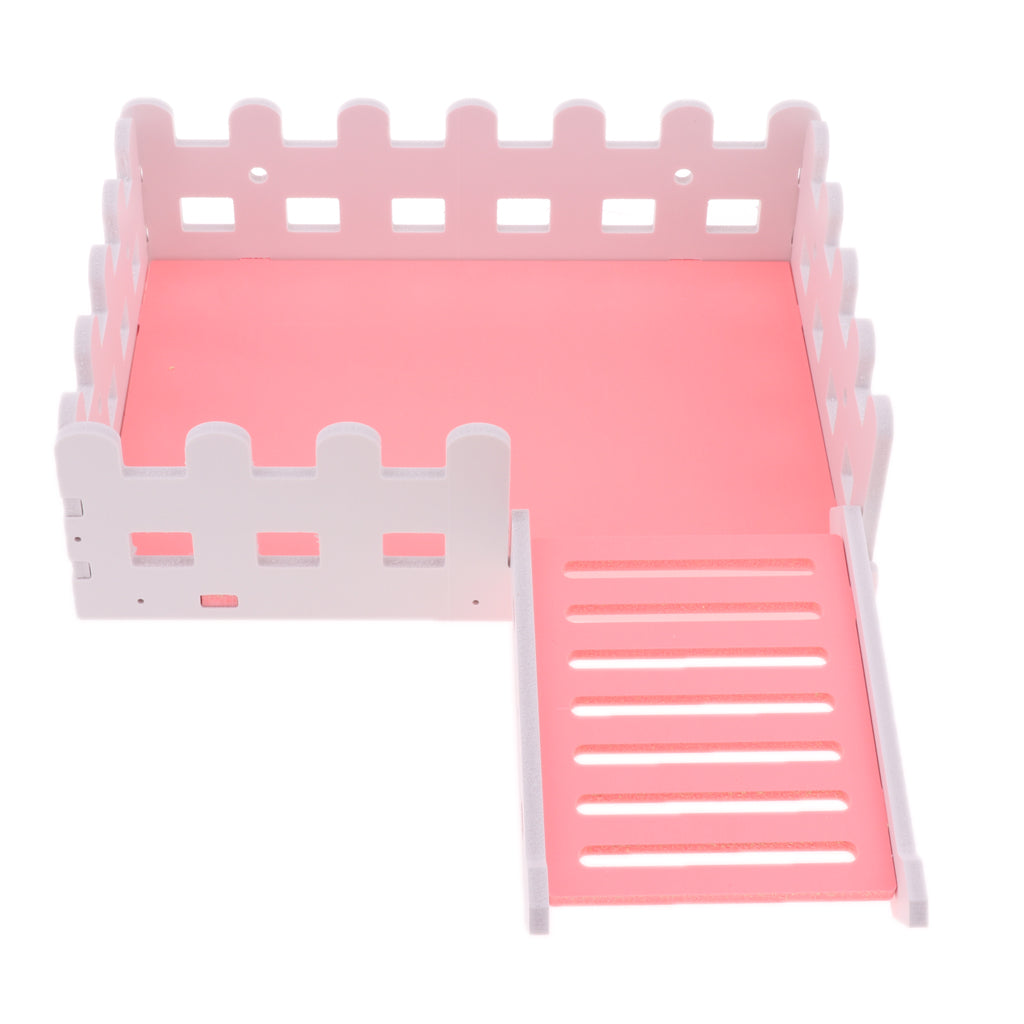 1 Pc Small Pet Hamster Hedgehog Parrot Wooden Ladder Platform Fence Pink