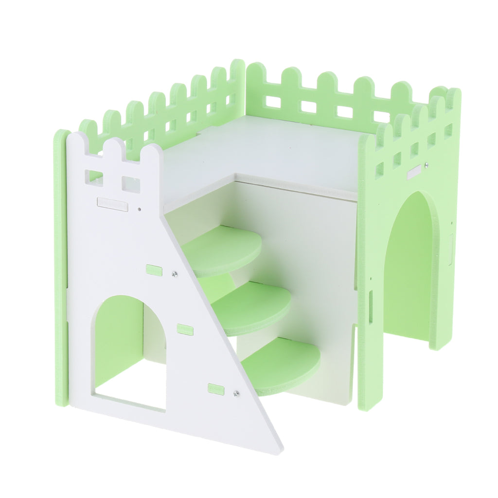 Hamster Hideout Hamster House Cabin Cages Wooden Villa Hut Play Toy Green