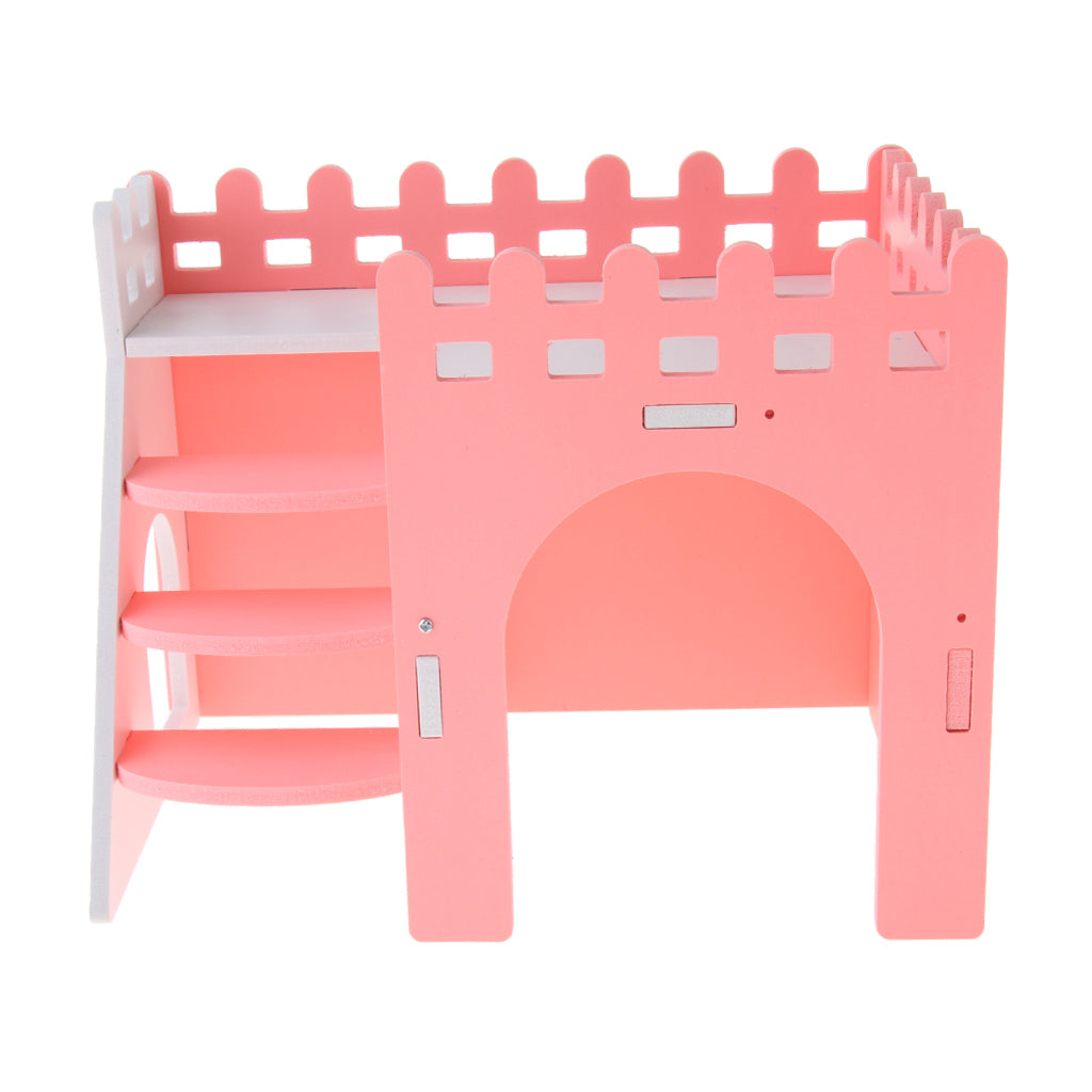 Hamster Hideout Hamster House Cabin Cages Wooden Villa Hut Play Toy Pink