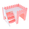 Hamster Hideout Hamster House Cabin Cages Wooden Villa Hut Play Toy Pink