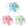 Hamster House Cages Wooden Small Animals Villa Hut Play Toy Blue