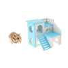 Hamster House Cages Wooden Small Animals Villa Hut Play Toy Blue