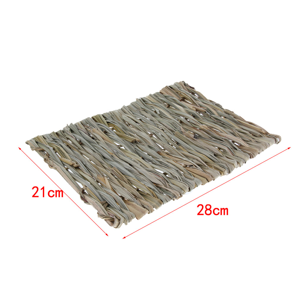 2 PCS Handwoven Straw Cage Mat Sleep Bed and Chew Toy for Small Pet Rabbit