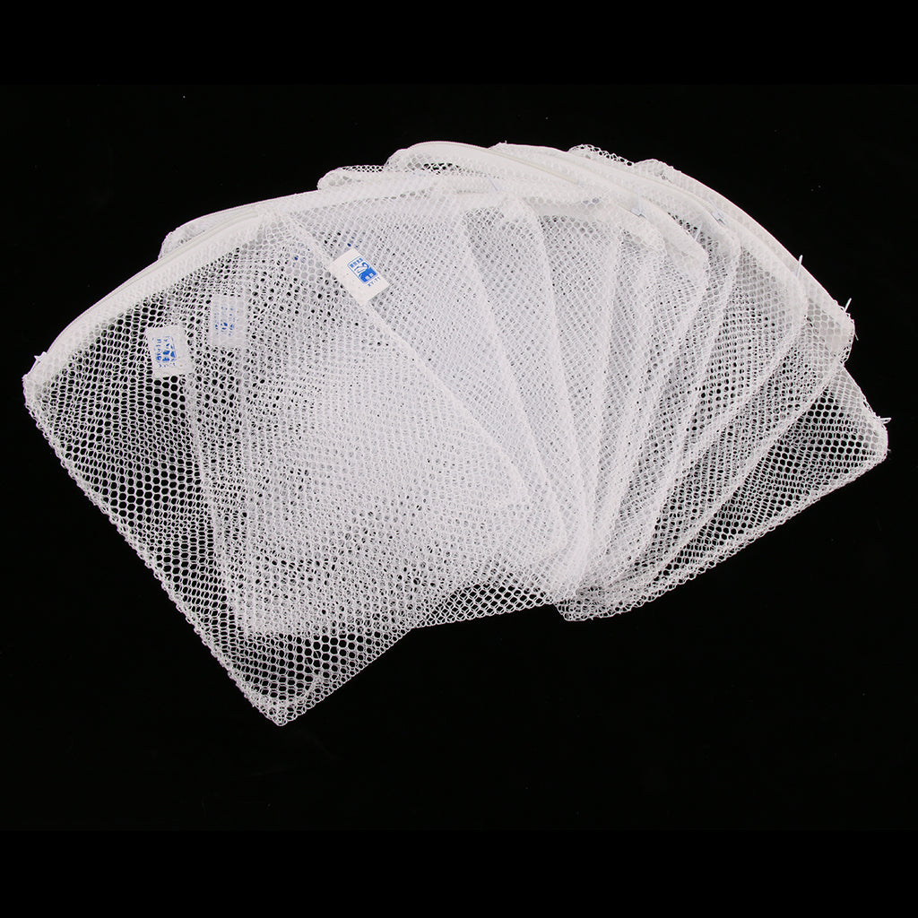 10 Pcs Zipped Fish Tank Filter Material Mesh Bag Isolation Bag 15x20cm White