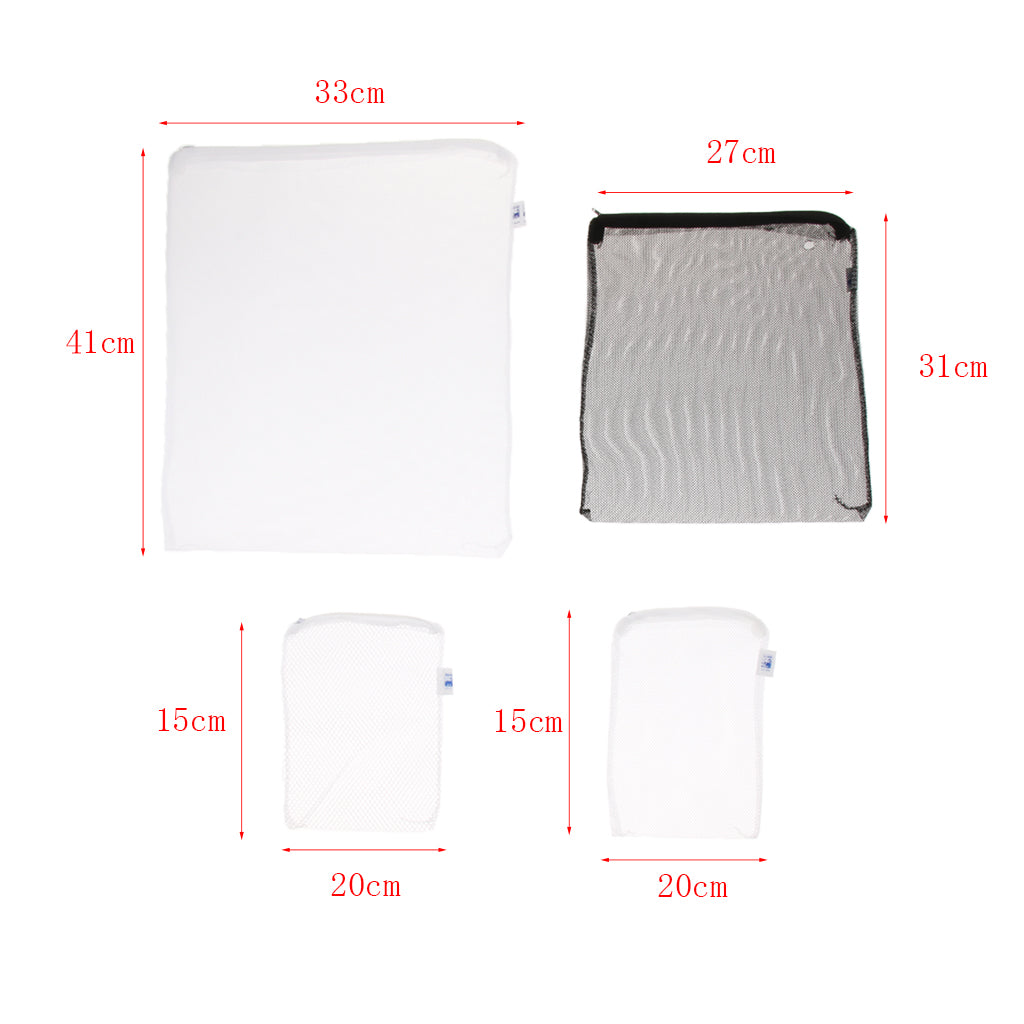 10 Pcs Zipped Fish Tank Filter Material Mesh Bag Isolation Bag 15x20cm White