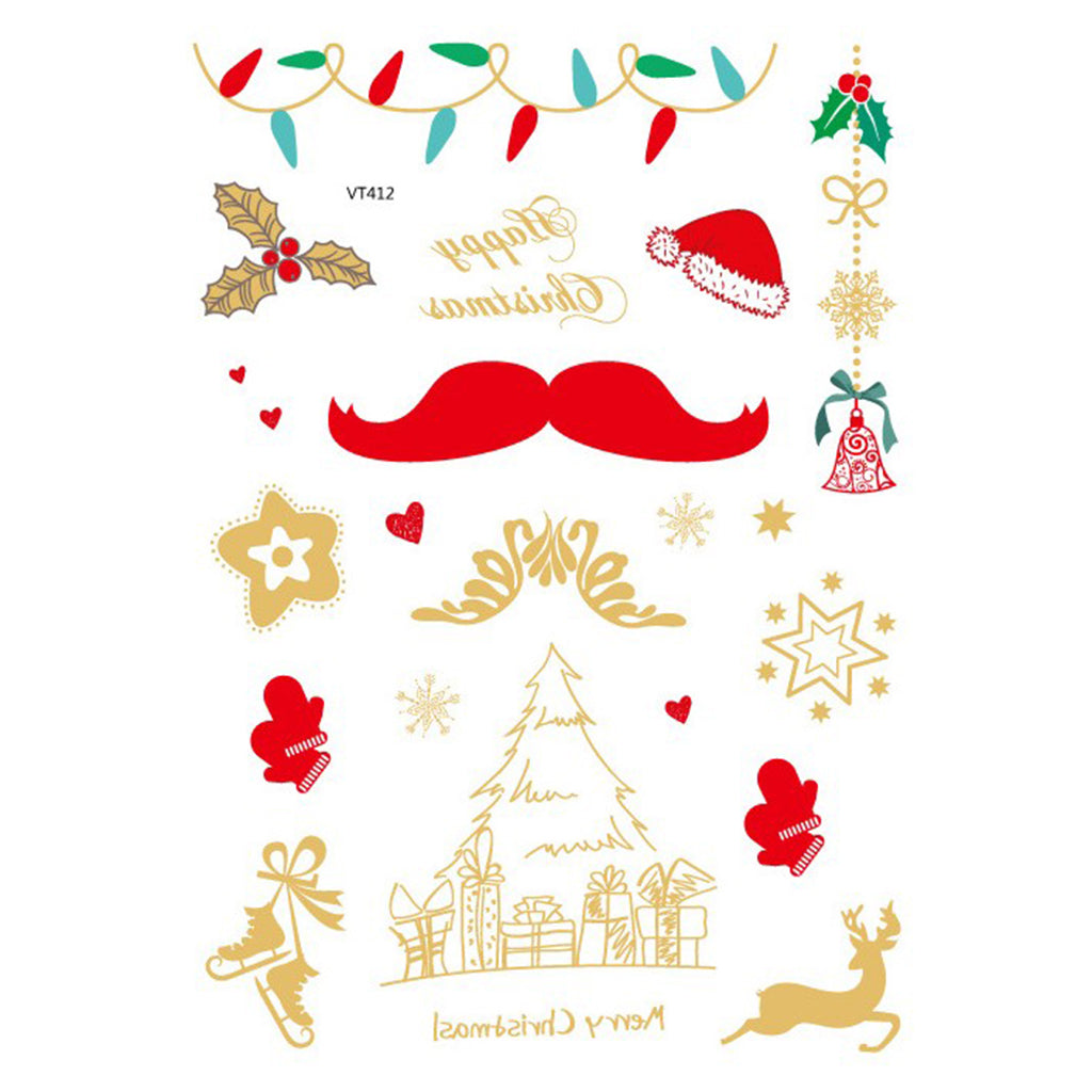 8pcs Christmas Temporary Tattoos Water Transfer Makeup Body Stickers Decals