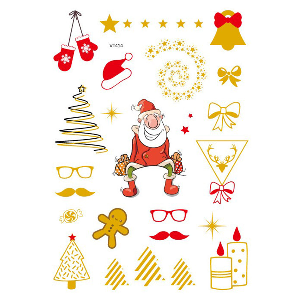 8pcs Christmas Temporary Tattoos Water Transfer Makeup Body Stickers Decals