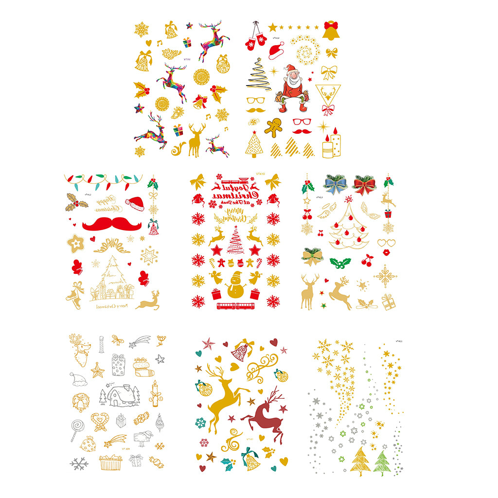 8pcs Christmas Temporary Tattoos Water Transfer Makeup Body Stickers Decals