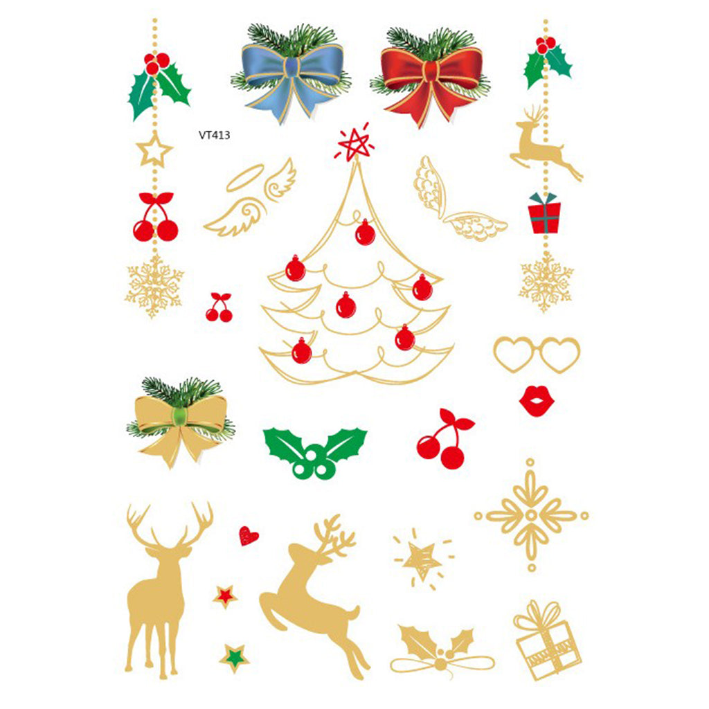 8pcs Christmas Temporary Tattoos Water Transfer Makeup Body Stickers Decals