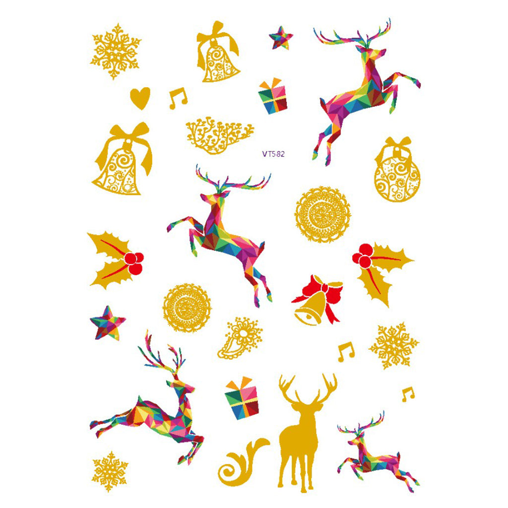 8pcs Christmas Temporary Tattoos Water Transfer Makeup Body Stickers Decals