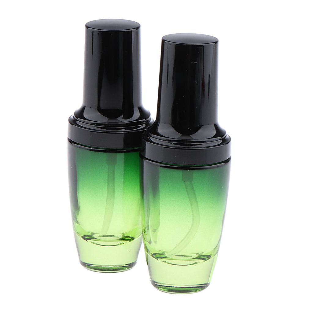 2x Empty Glass Makeup Container Face Cream Jars Pump Bottle Case for Travel 30ML