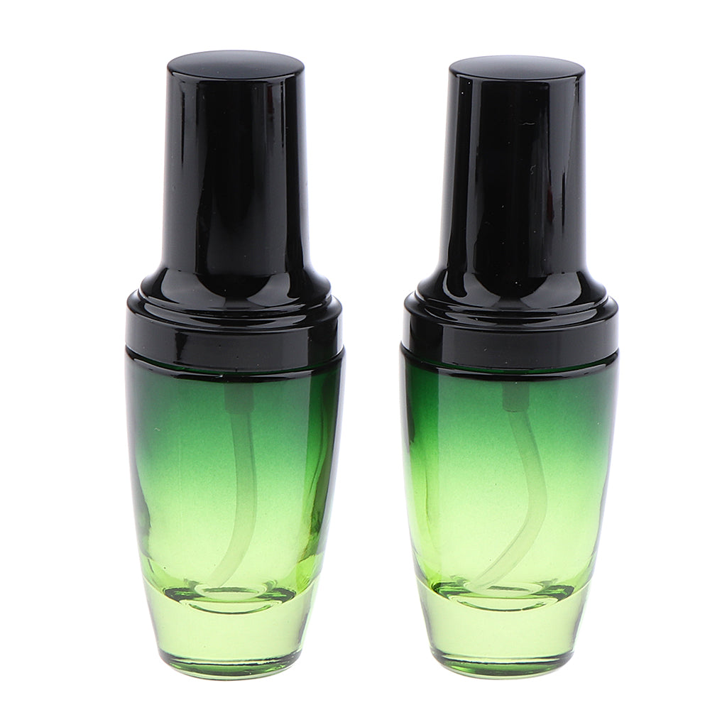 2x Empty Glass Makeup Container Face Cream Jars Pump Bottle Case for Travel 30ML