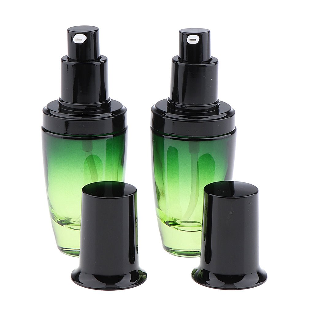 2x Empty Glass Makeup Container Face Cream Jars Pump Bottle Case for Travel 30ML