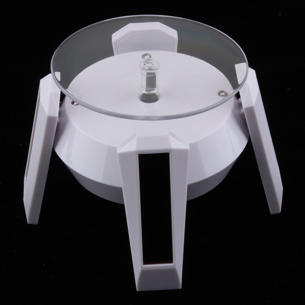 Solar Powered 360 Rotating Turntable Phone Display Stand Jewelry Trays White