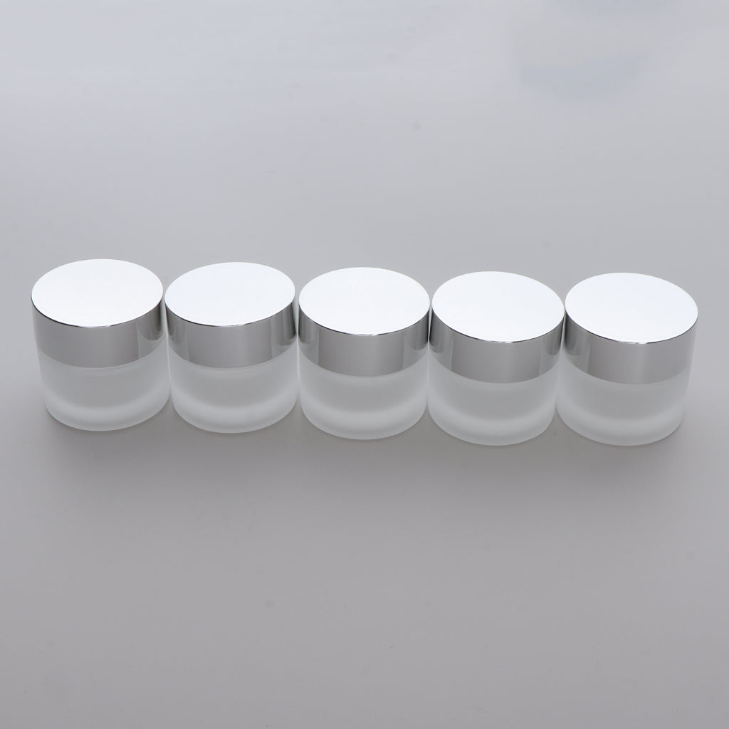 5x Empty Glass Bottle Cosmetic Jars Box for Makeup Face Cream Essential Oil 10g