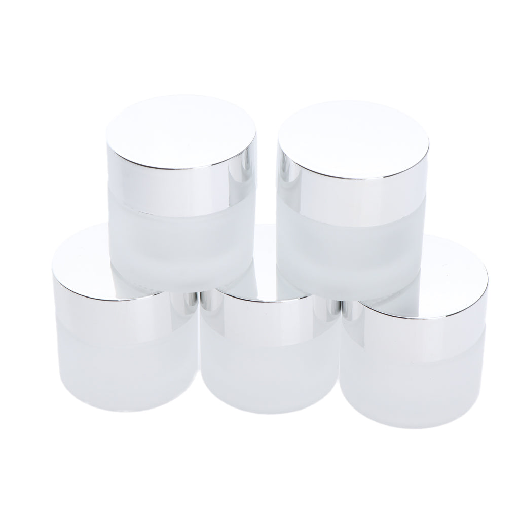 5x Empty Glass Bottle Cosmetic Jars Box for Makeup Face Cream Essential Oil 10g