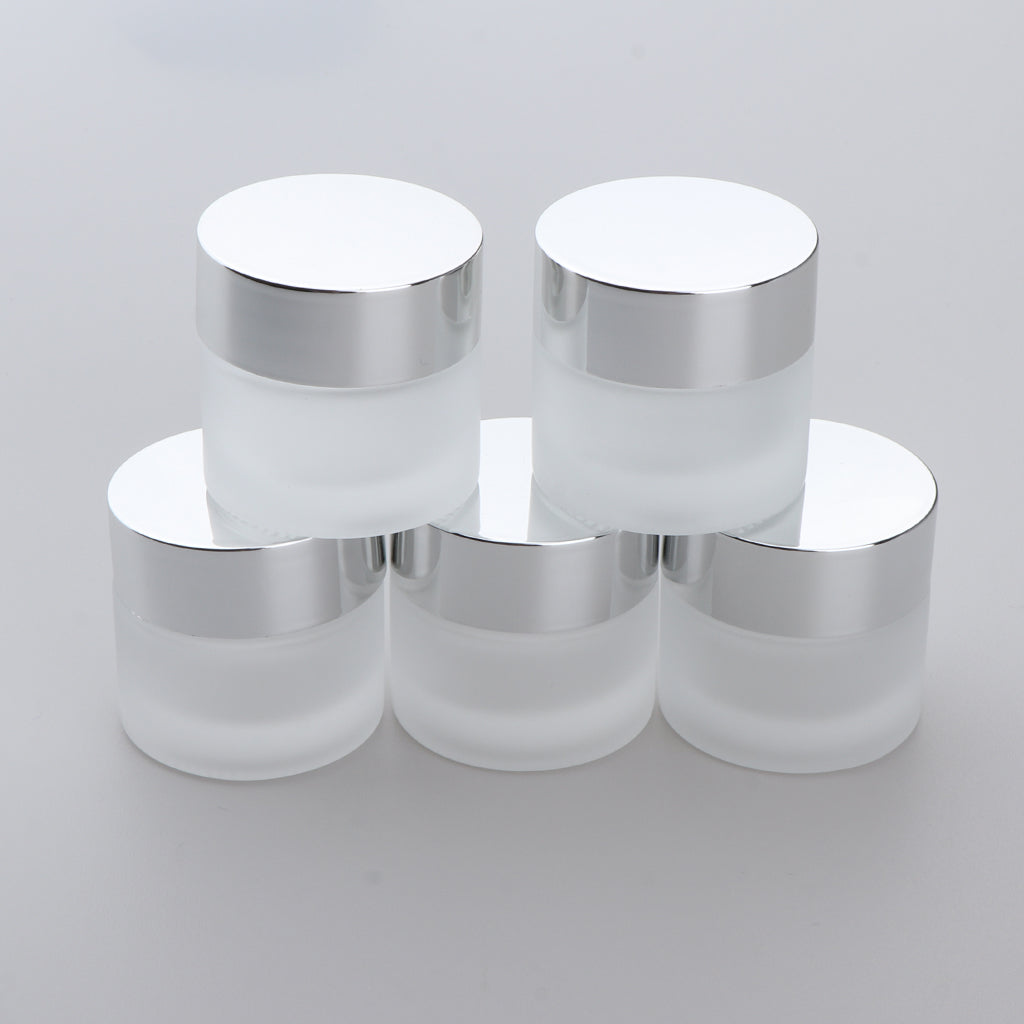 5x Empty Glass Bottle Cosmetic Jars Box for Makeup Face Cream Essential Oil 10g