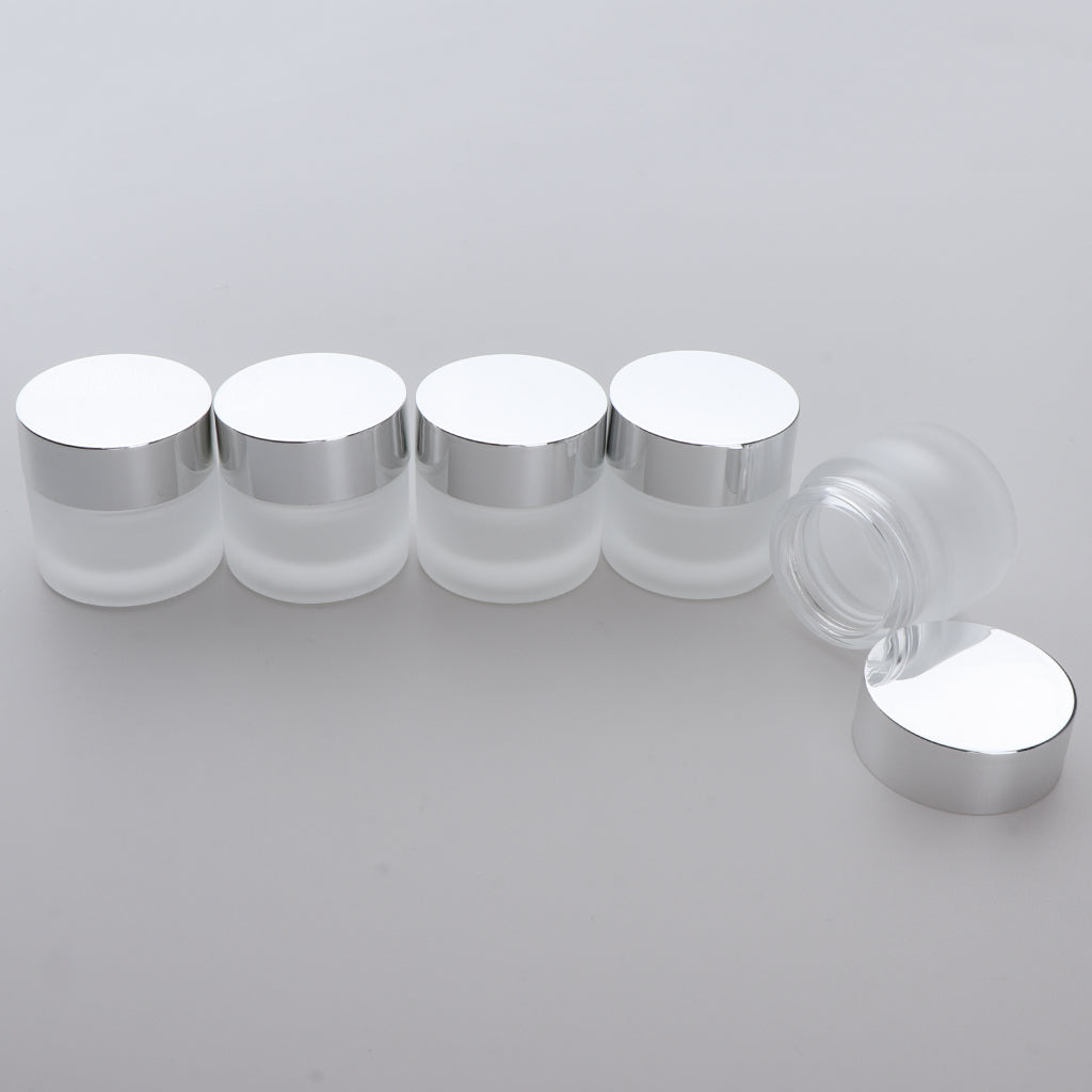 5x Empty Glass Bottle Cosmetic Jars Box for Makeup Face Cream Essential Oil 10g