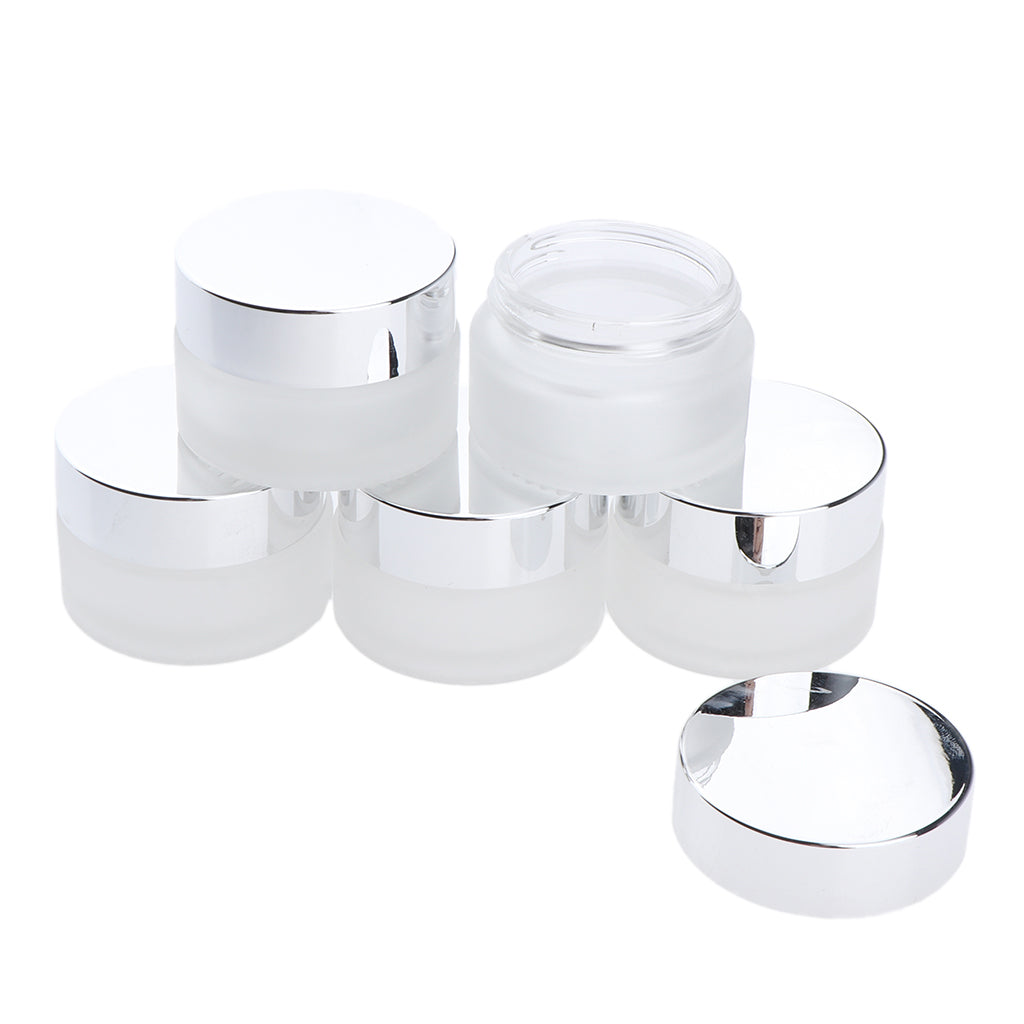 5x Empty Glass Bottle Cosmetic Jars Box for Makeup Face Cream Essential Oil 20g