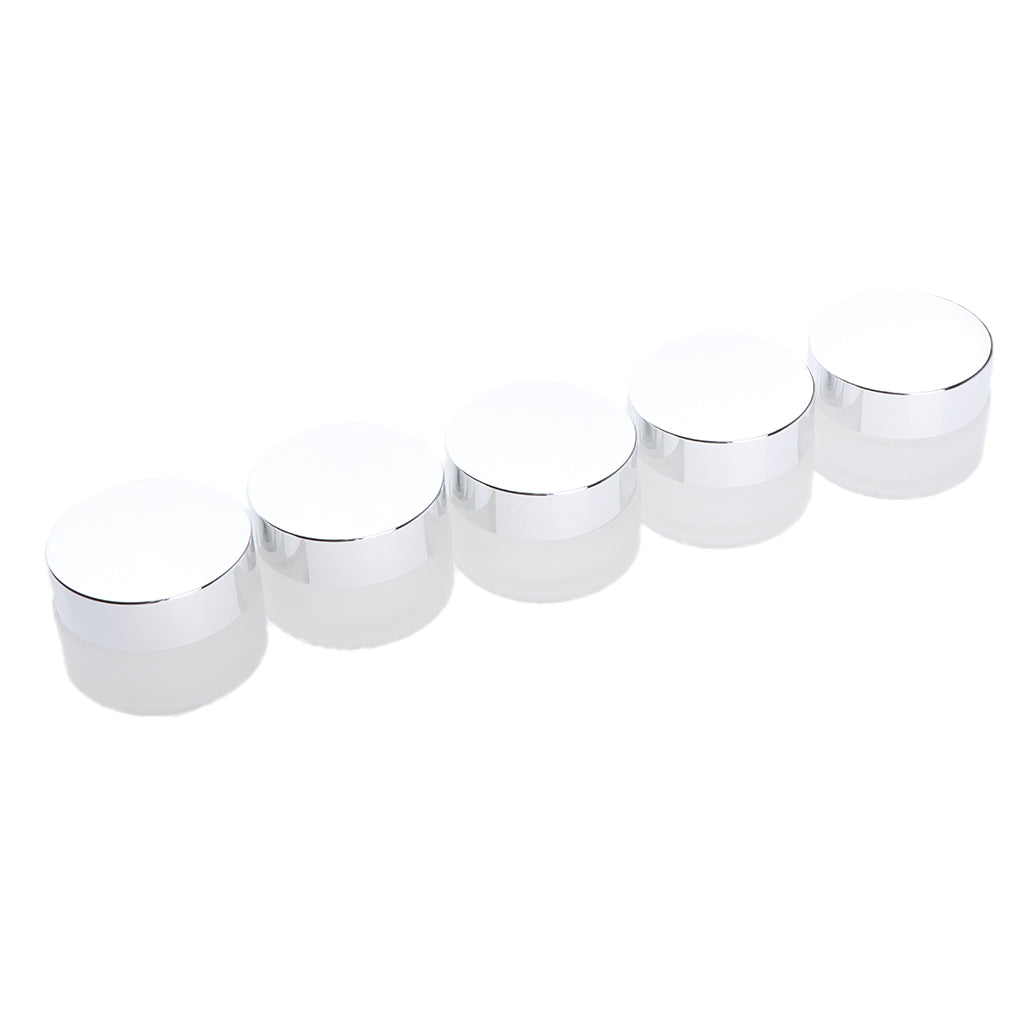 5x Empty Glass Bottle Cosmetic Jars Box for Makeup Face Cream Essential Oil 20g