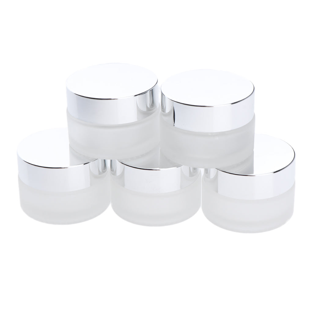 5x Empty Glass Bottle Cosmetic Jars Box for Makeup Face Cream Essential Oil 20g