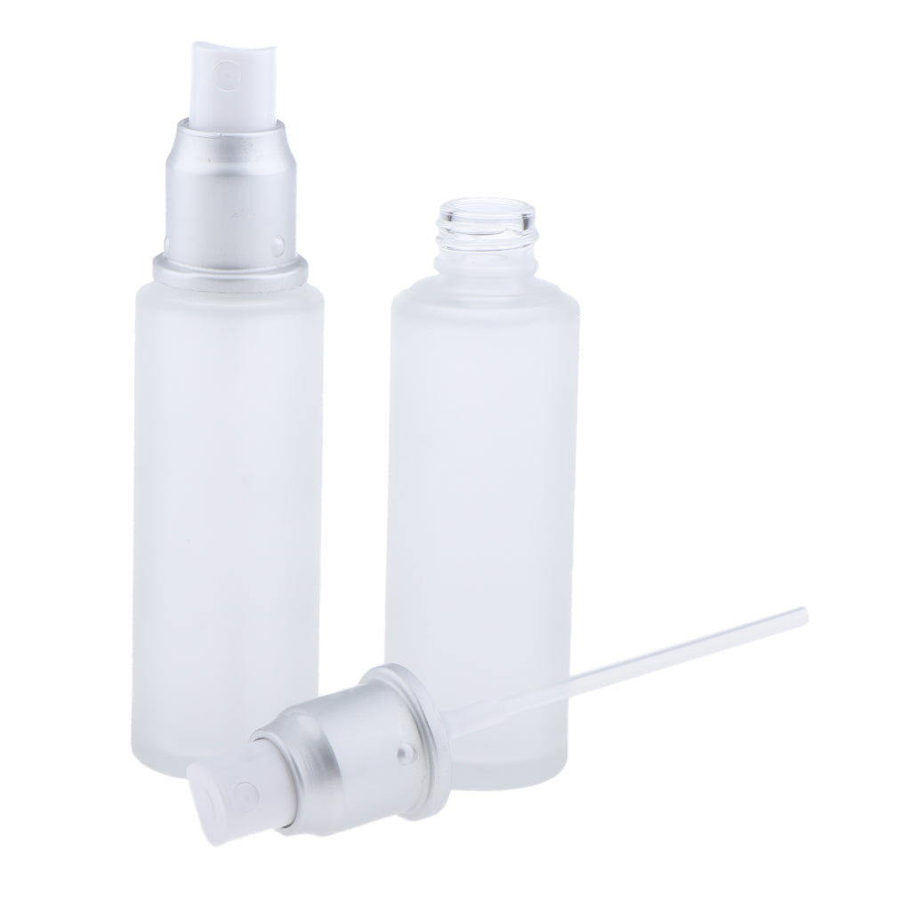 2Pcs Empty Glass Bottles Cosmetic Makeup Travel Lotion Containers 50ml Spray