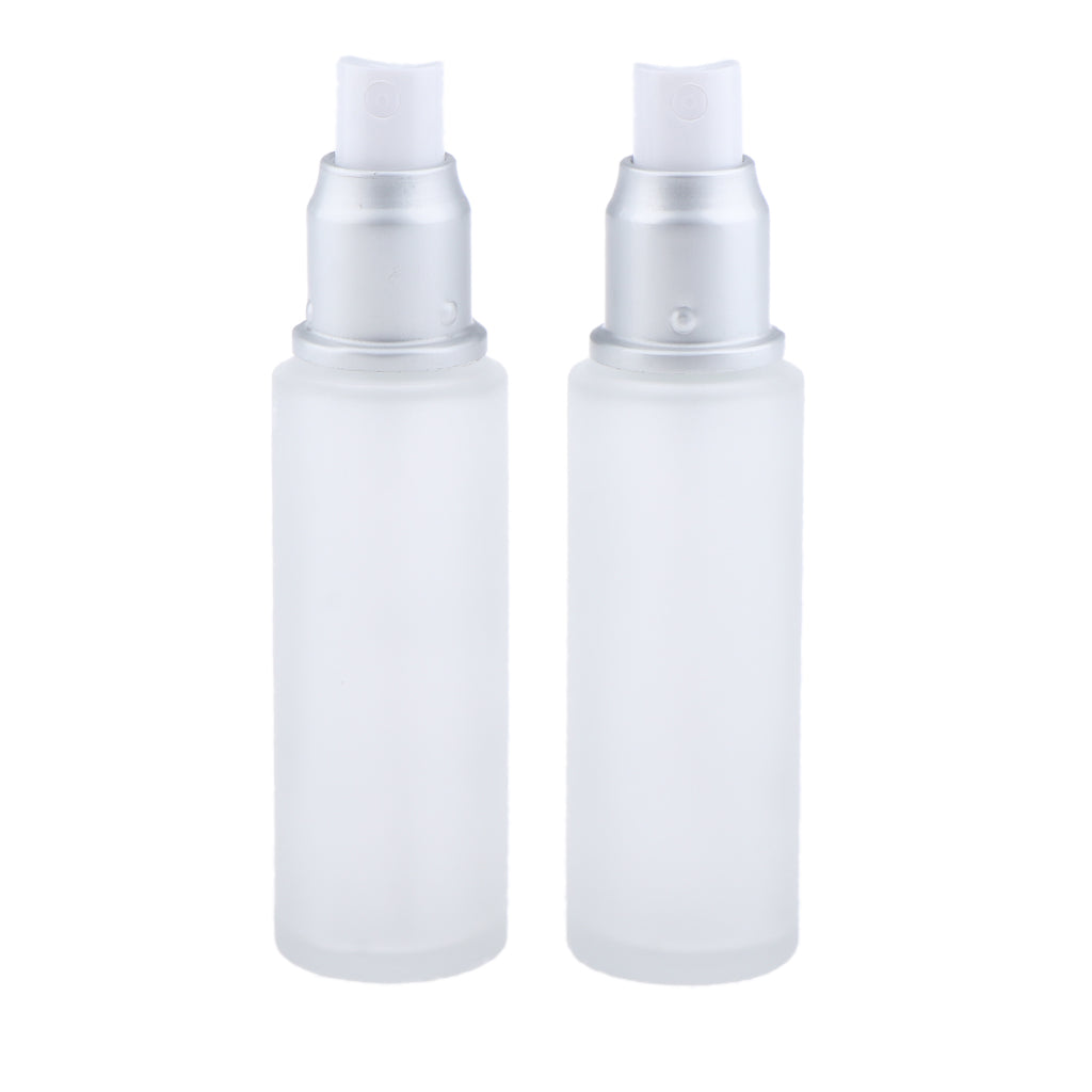 2Pcs Empty Glass Bottles Cosmetic Makeup Travel Lotion Containers 50ml Spray