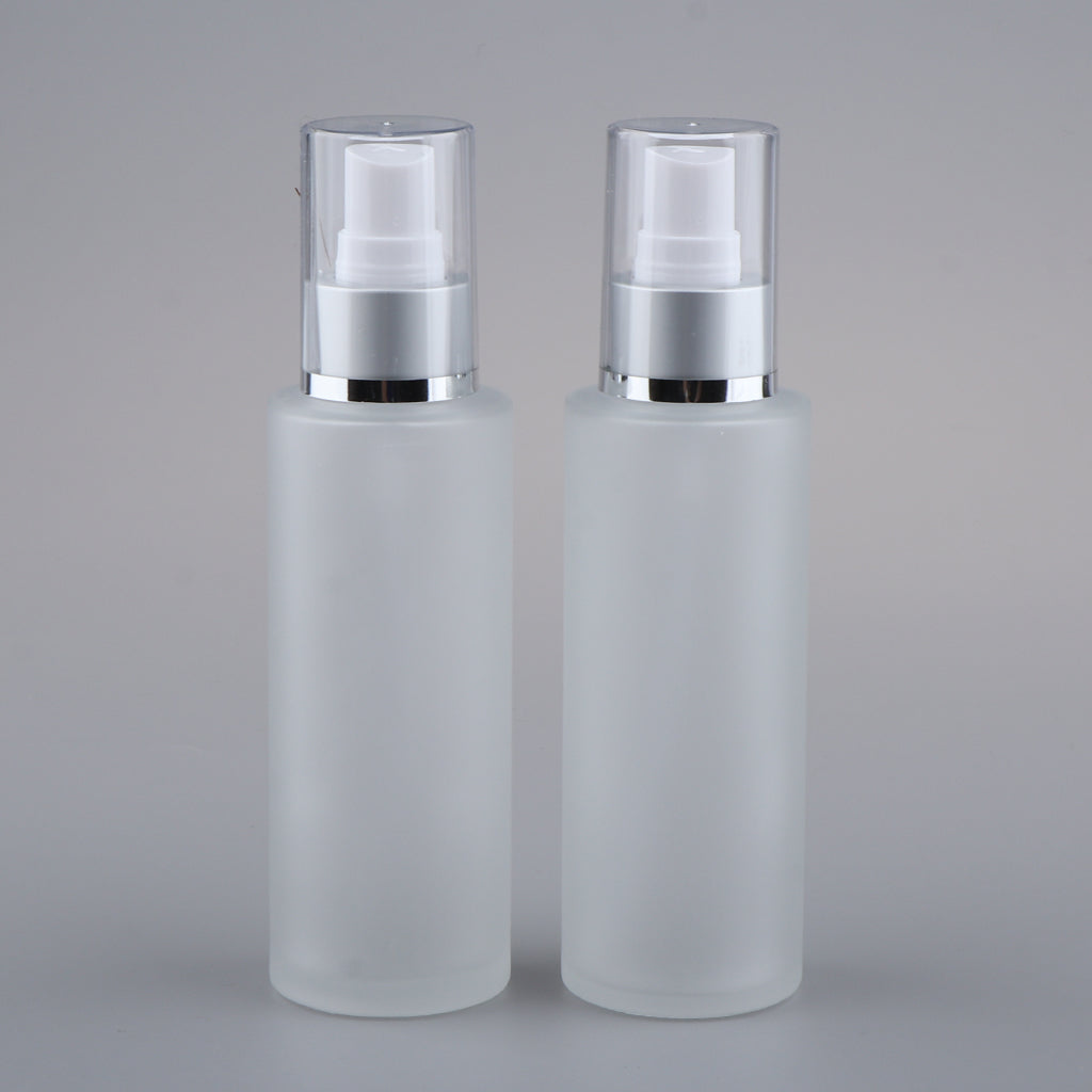 2Pcs Empty Glass Bottle Cosmetic Makeup Travel Lotion Containers 100ml Spray