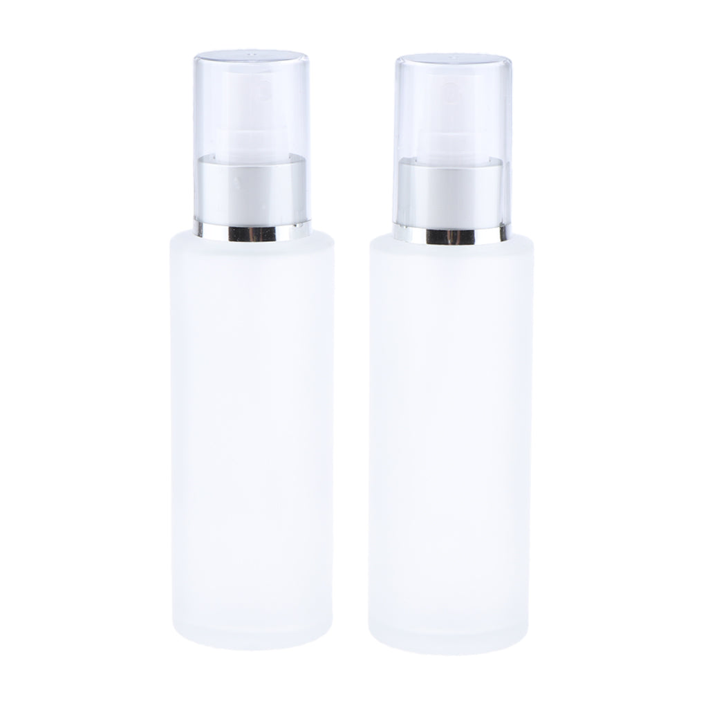 2Pcs Empty Glass Bottle Cosmetic Makeup Travel Lotion Containers 100ml Spray