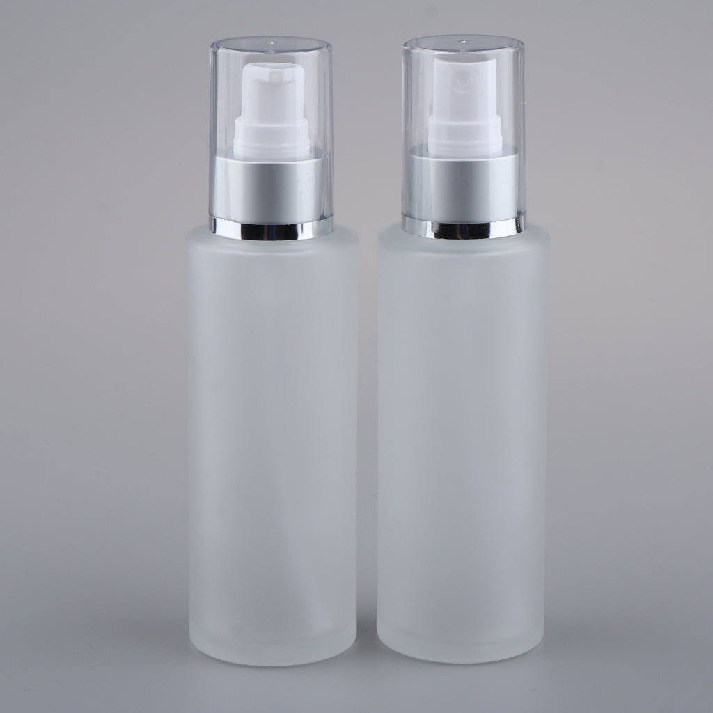 2Pcs Empty Glass Bottle Cosmetic Makeup Travel Lotion Containers 100ml Spray