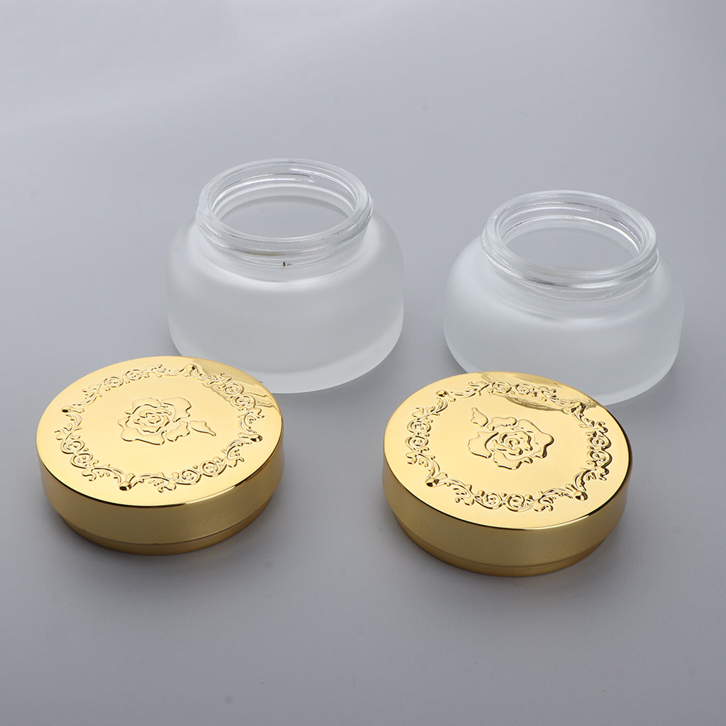 2x Empty Glass Makeup Cream Jar Cosmetic Refillable Containers 30/50g 50G