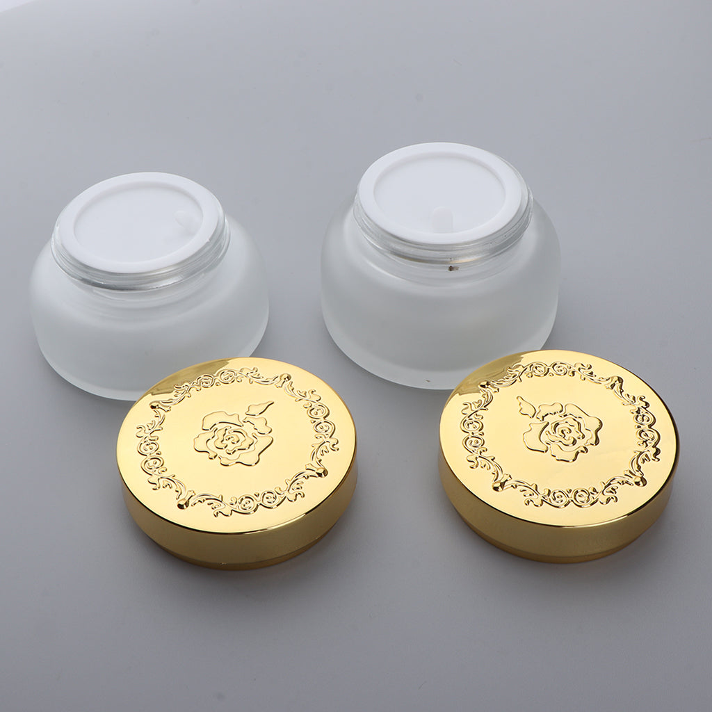 2x Empty Glass Makeup Cream Jar Cosmetic Refillable Containers 30/50g 50G