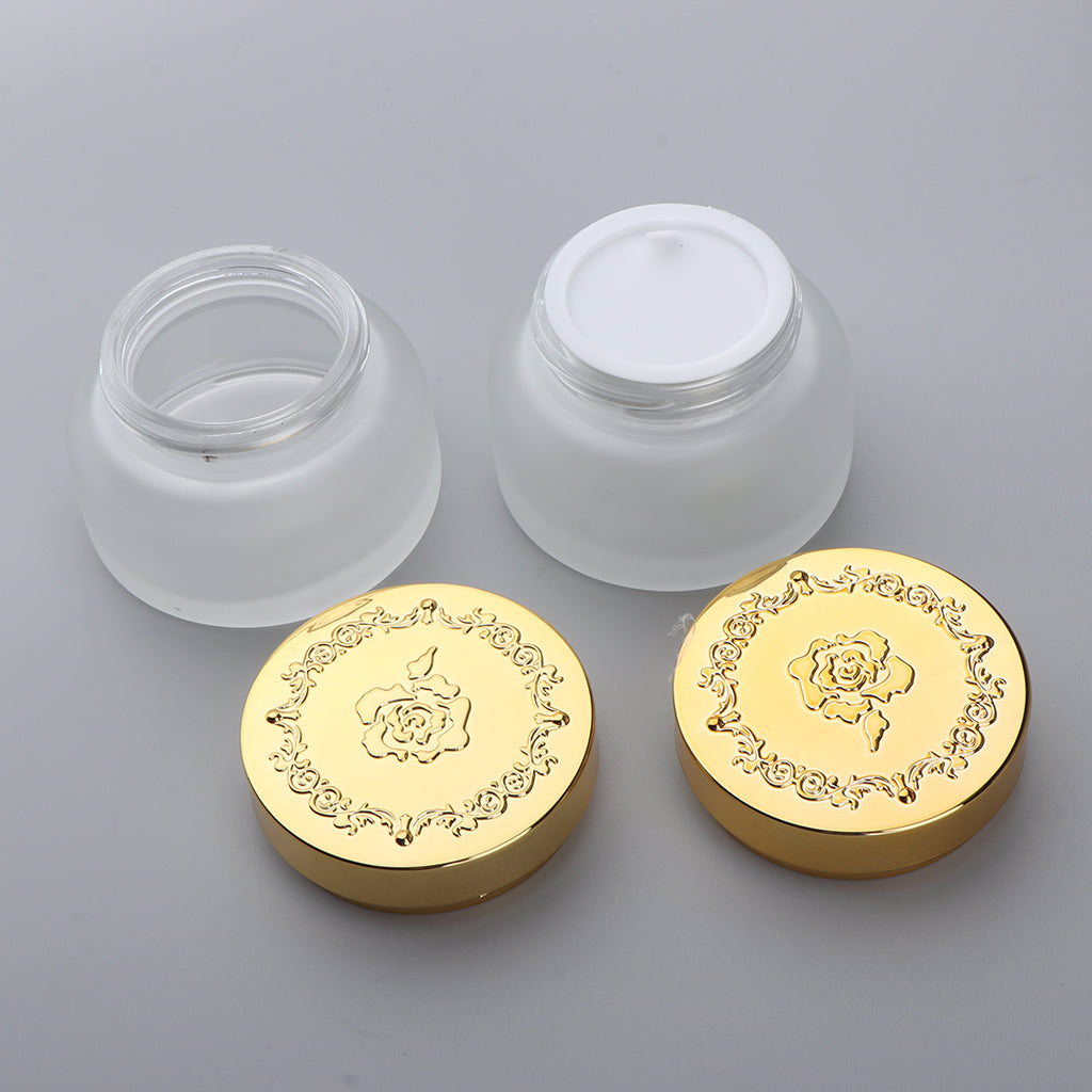 2x Empty Glass Makeup Cream Jar Cosmetic Refillable Containers 30/50g 50G