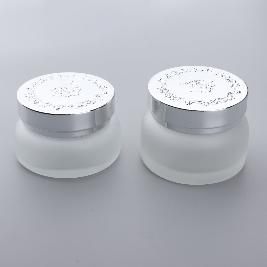 2x Empty Glass Makeup Cream Jar Lotion Bottle Cosmetic Container Filling 50g