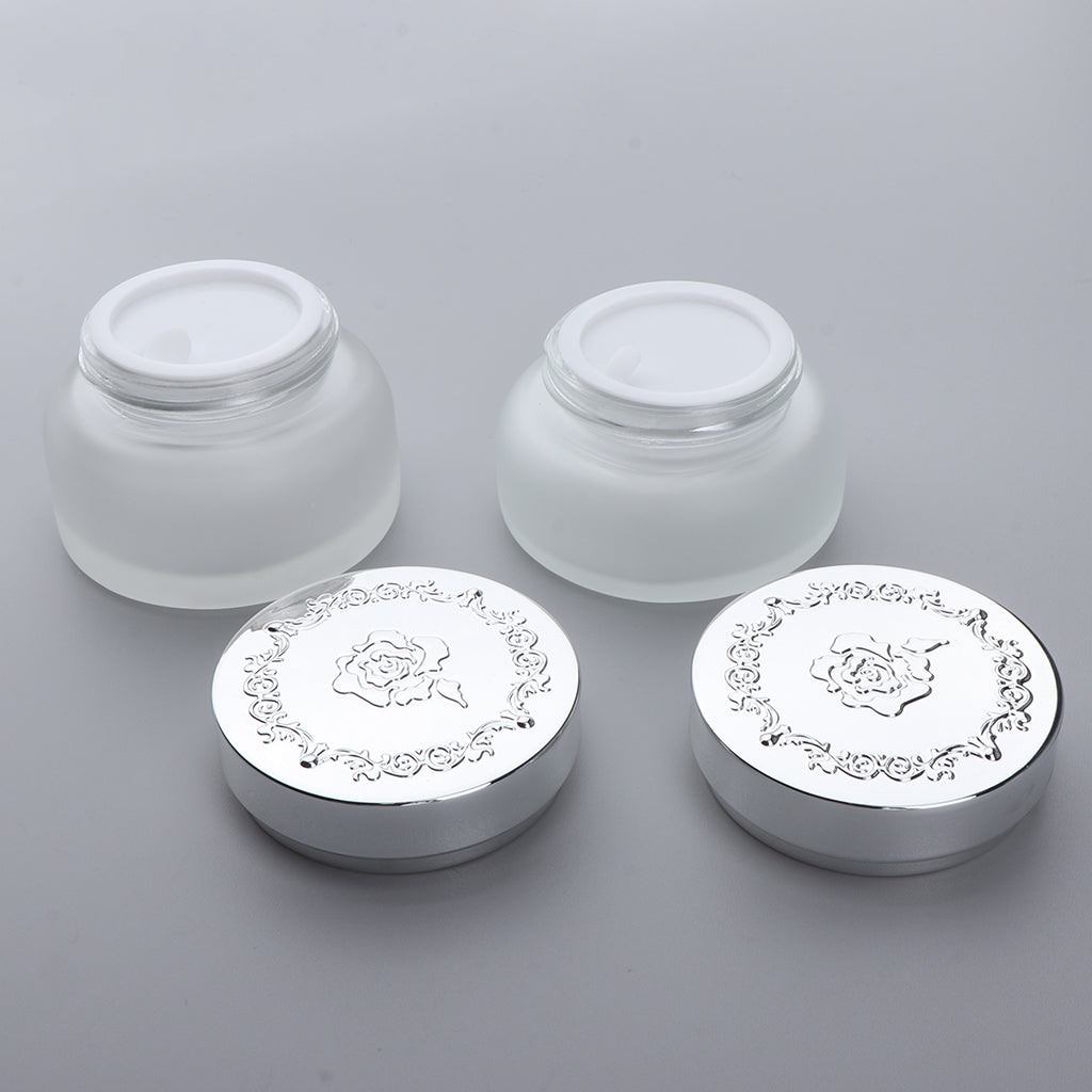 2x Empty Glass Makeup Cream Jar Lotion Bottle Cosmetic Container Filling 50g