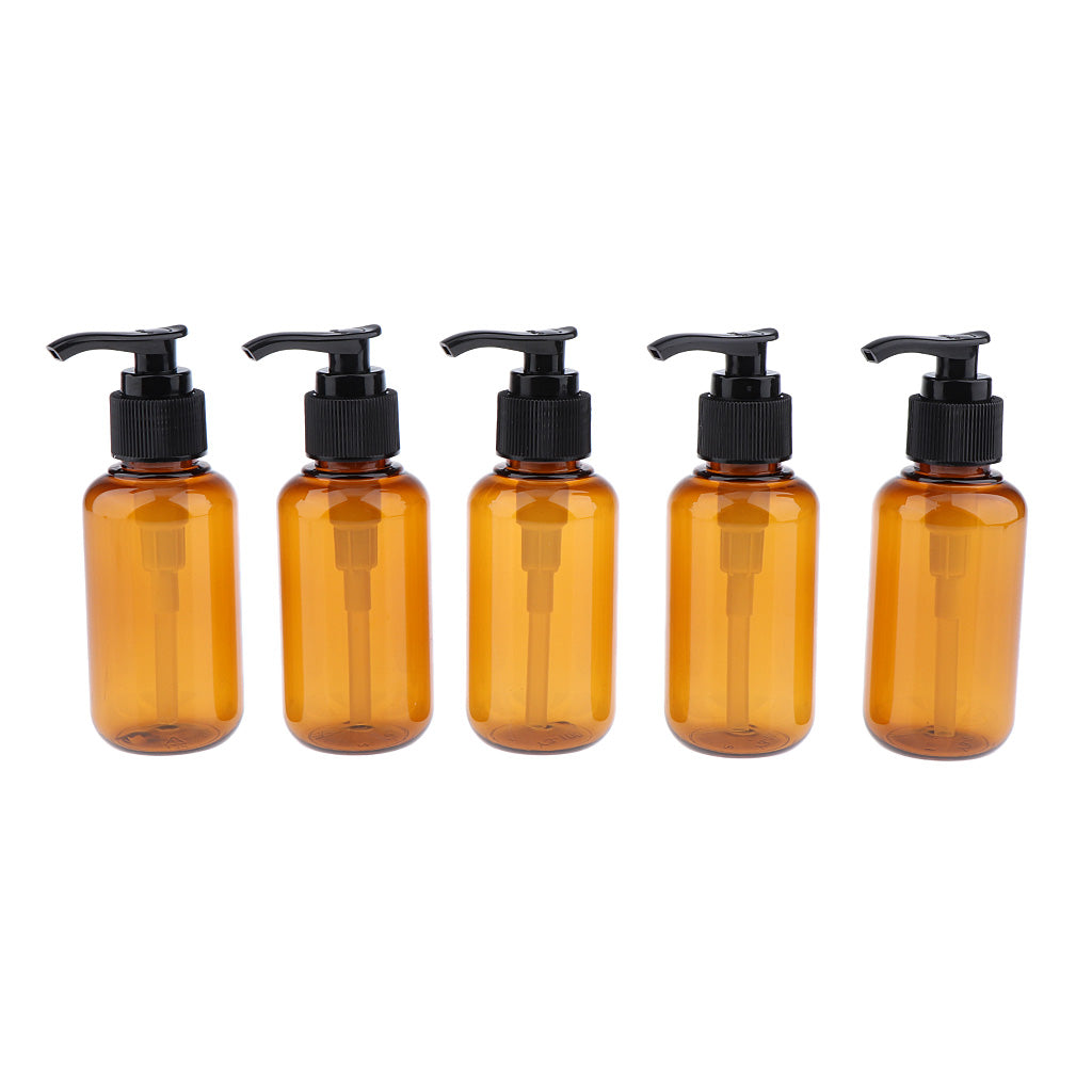 5pcs Empty Pump Shampoo Lotions Container Refillable Body Wash Gel Bottles 100ml