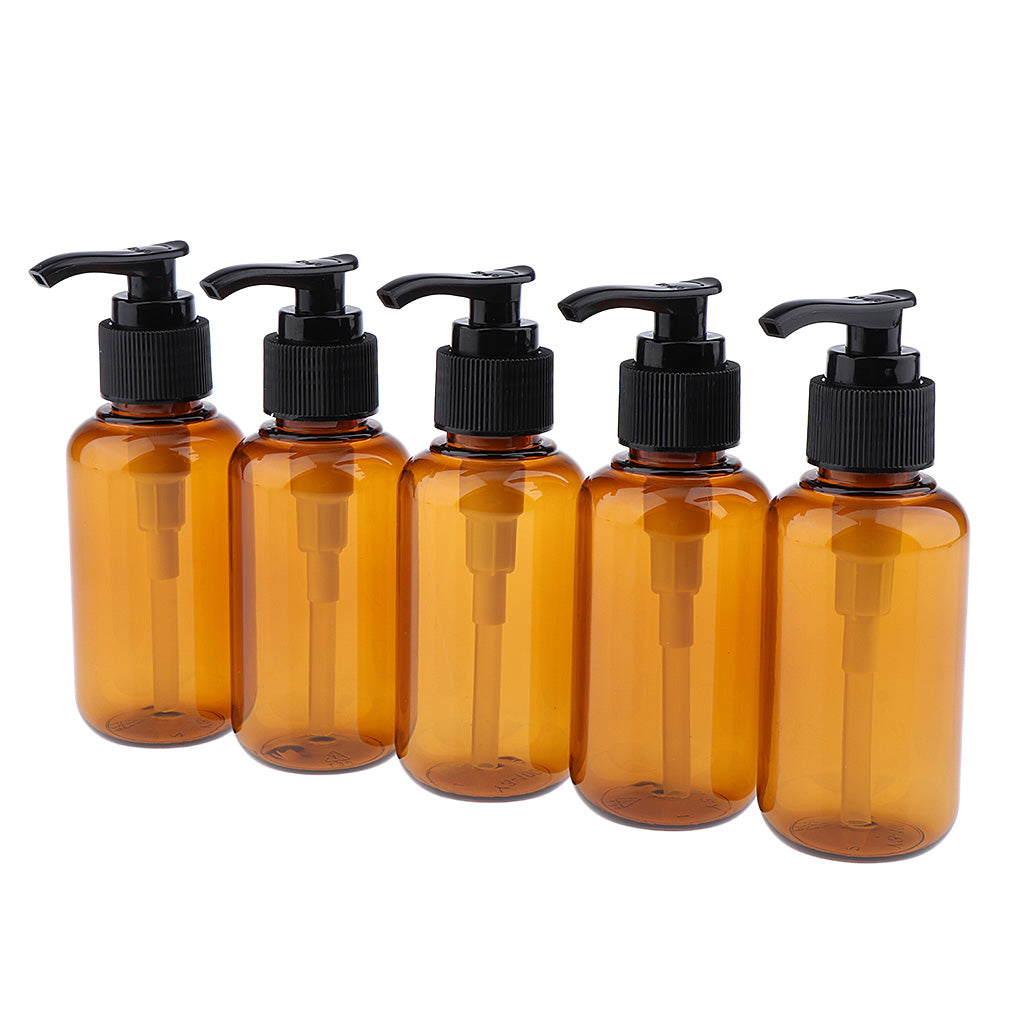 5pcs Empty Pump Shampoo Lotions Container Refillable Body Wash Gel Bottles 100ml