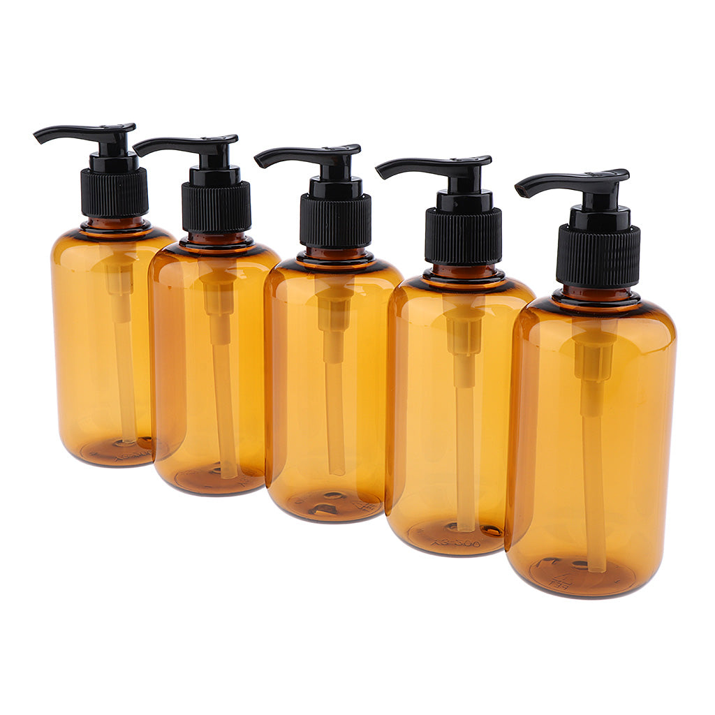 5pcs Empty Pump Shampoo Lotions Container Refillable Body Wash Gel Bottles 200ml