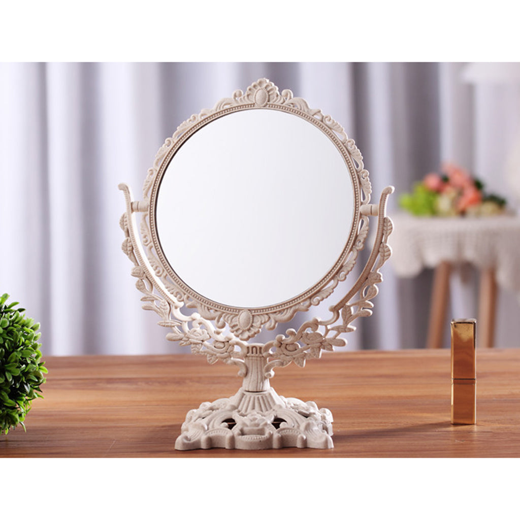 Tabletop Vanity Makeup Mirror Double Side 360 Degree Swivel Cosmetic Mirrors Round Shape