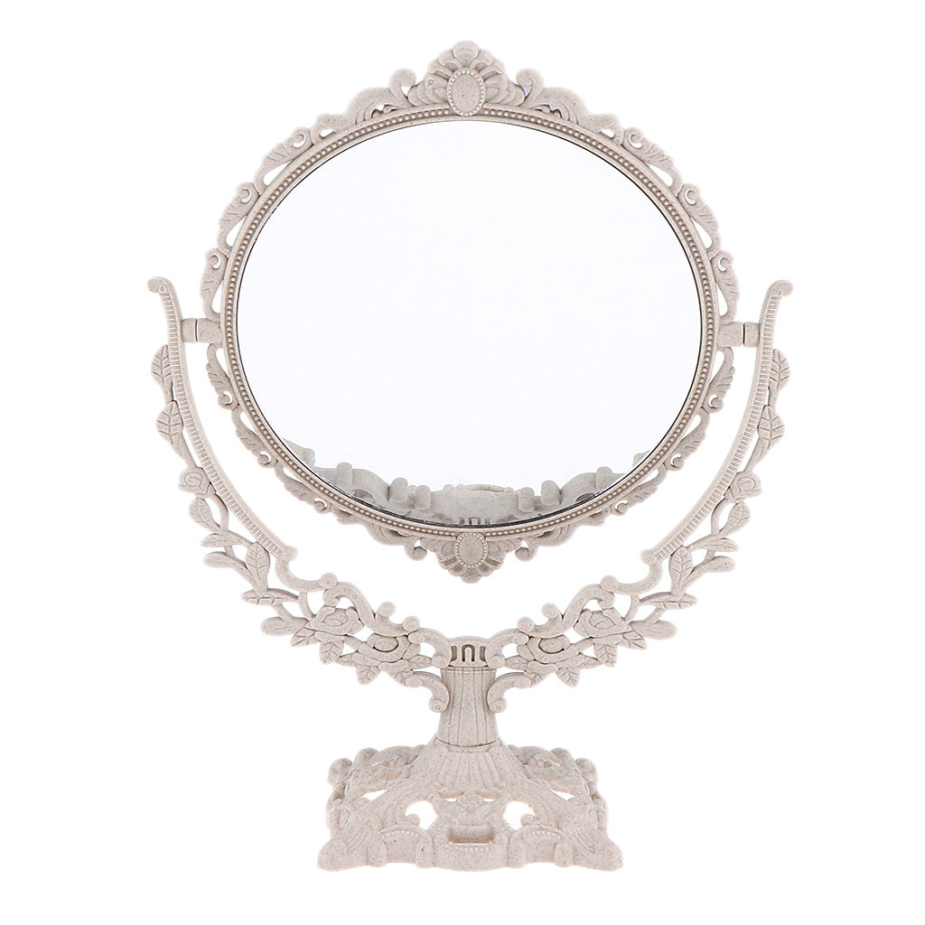 Tabletop Vanity Makeup Mirror Double Side 360 Degree Swivel Cosmetic Mirrors Round Shape