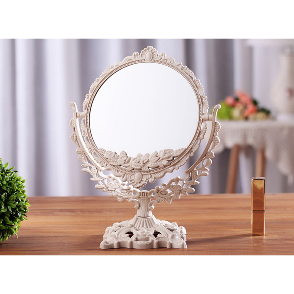 Tabletop Vanity Makeup Mirror Double Side 360 Degree Swivel Cosmetic Mirrors Round Shape