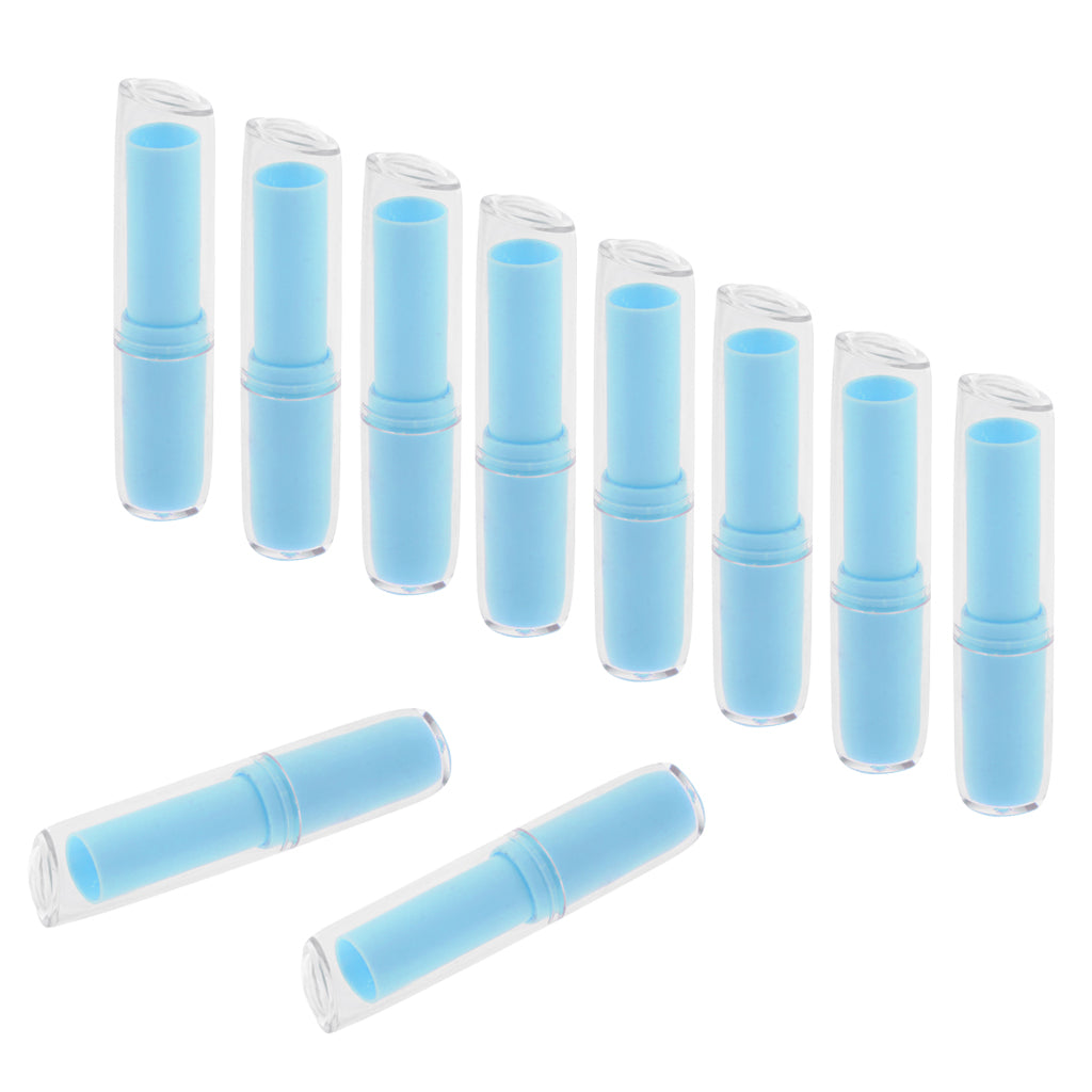 10Pcs Empty Lipstick Tube Lip Balm Container DIY Cosmetic Makeup Tools Blue