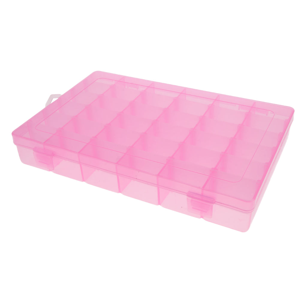 36 Slots Plastic Empty Nail Art Tips Storage Jewelry Beads Container Case Pink