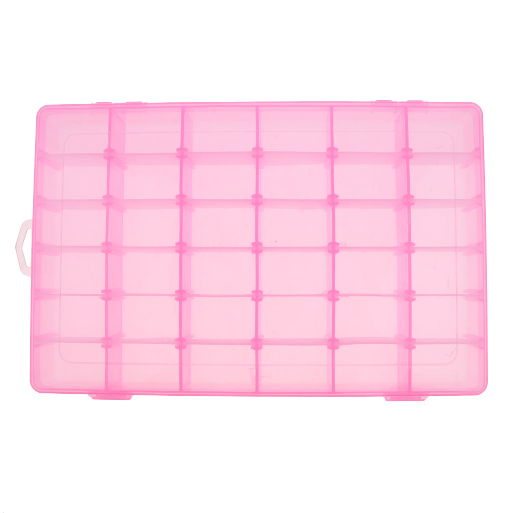 36 Slots Plastic Empty Nail Art Tips Storage Jewelry Beads Container Case Pink